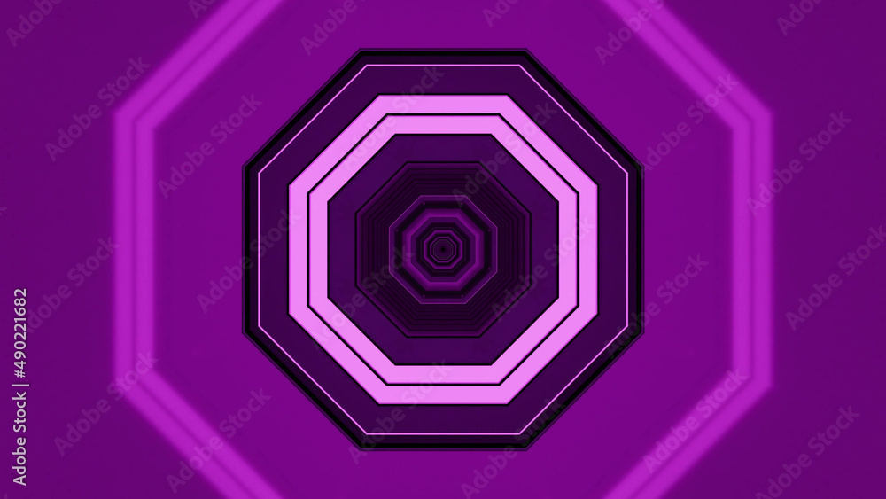 Poster 3d rendering of futuristic kaleidoscopic patterns background in vibrant purple and black colors