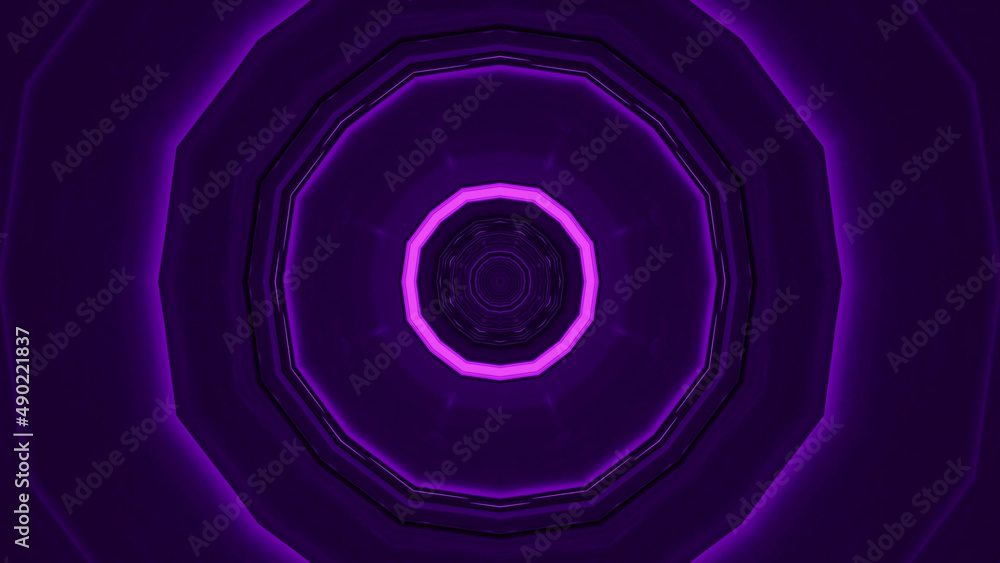 Aufkleber 3d rendering of futuristic kaleidoscopic patterns background in vibrant purple and black colors