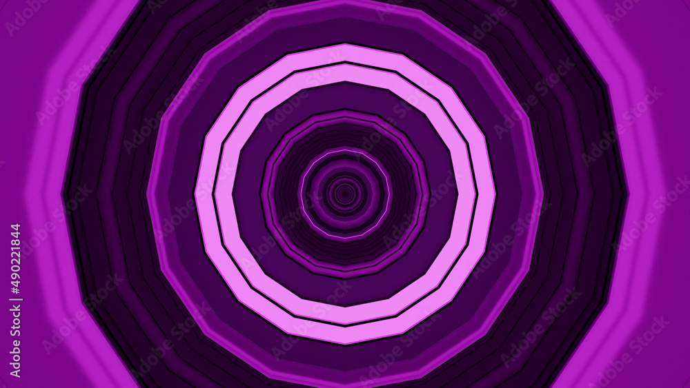 Poster 3d rendering of futuristic kaleidoscopic patterns background in vibrant purple and black colors