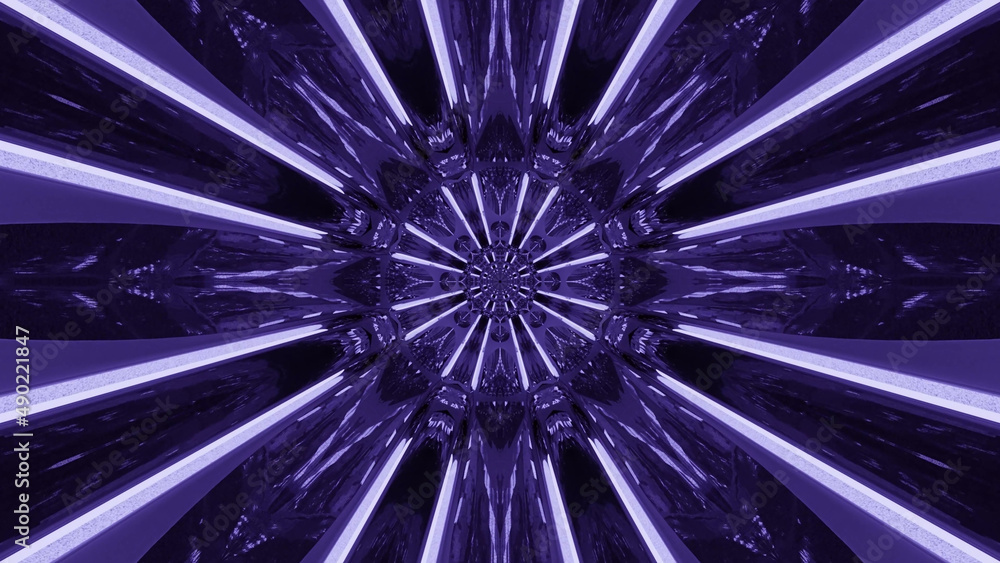 Aufkleber 3d rendering of futuristic kaleidoscopic patterns background in vibrant blue and black colors