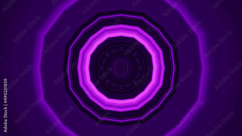 Poster 3d rendering of futuristic kaleidoscopic patterns background in vibrant purple and black colors