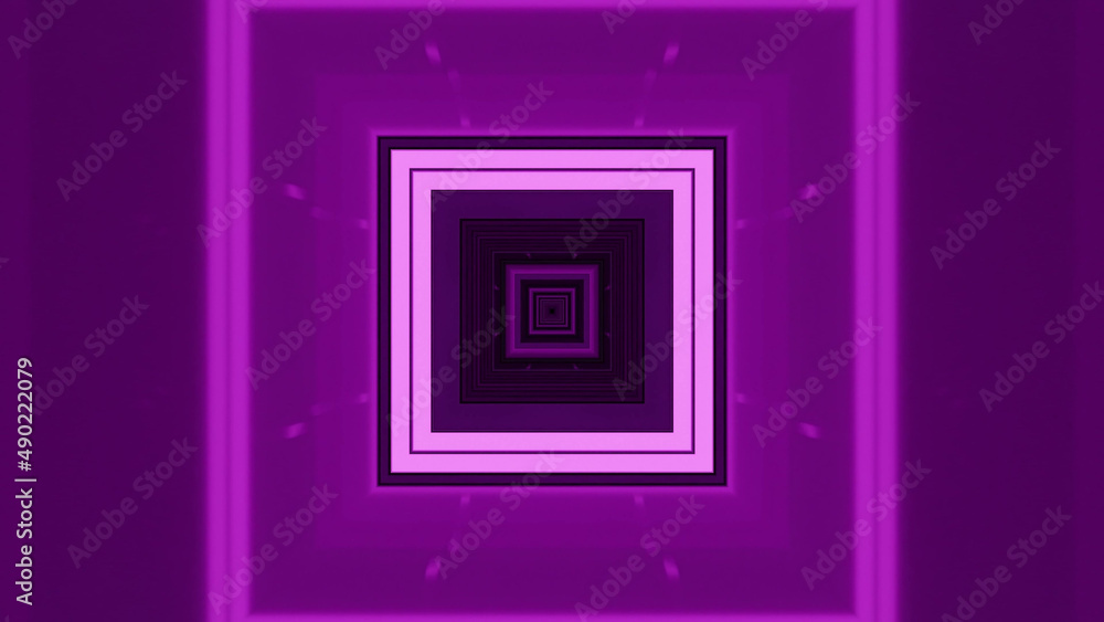 Poster 3d rendering of futuristic kaleidoscopic patterns background in vibrant purple and black colors