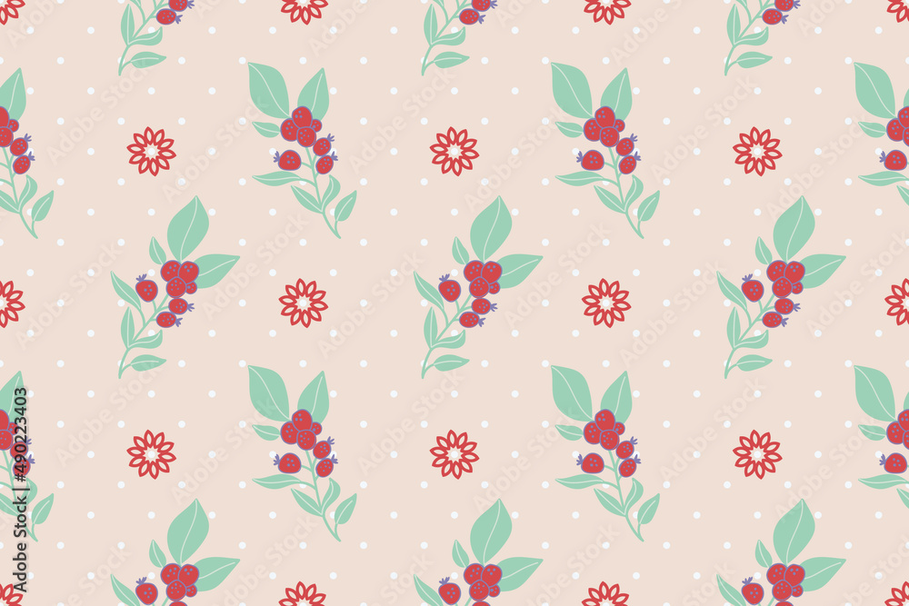 Poster Vector design of a floral seamless pattern on a pink background