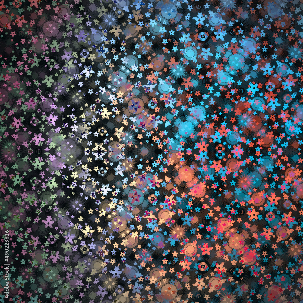 Poster 3d rendering of a background with colorful flowers