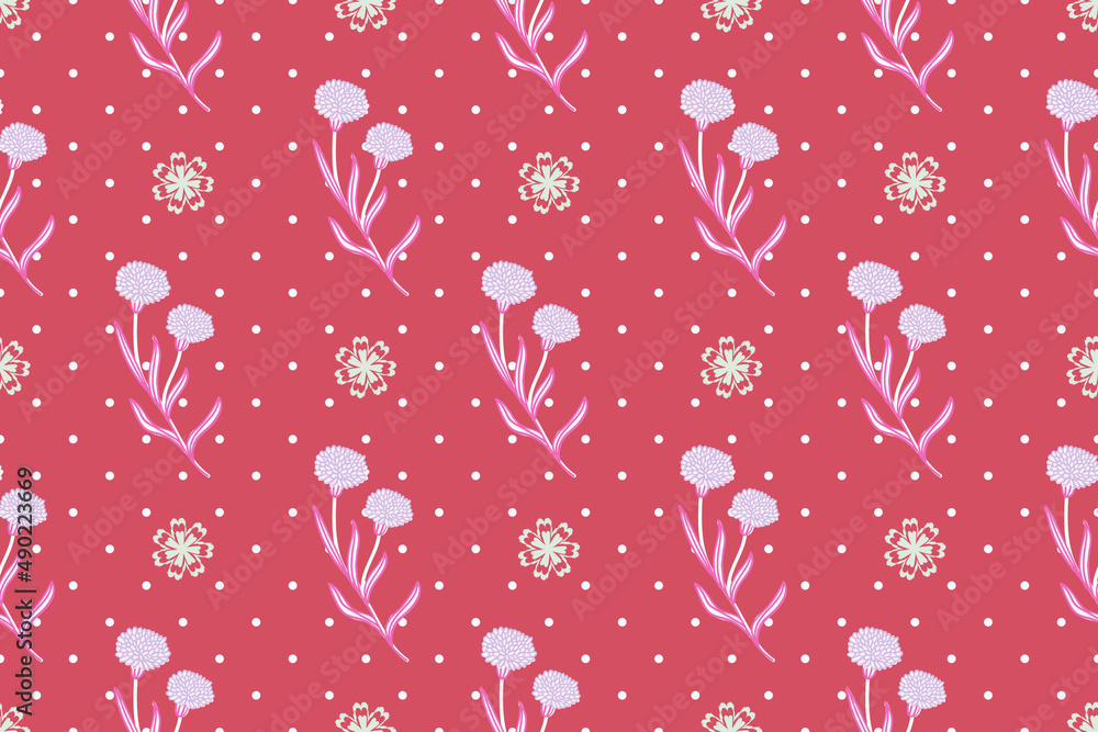 Poster vector design of a seamless floral pattern on a red background