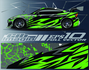 Car wrap design vector. Graphic abstract stripe racing background kit designs for wrap vehicle, race car, rally, adventure and livery