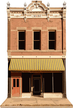 recommend clip art:  Vector graphic depicting an architectural elevation of a turn of the century building facade.