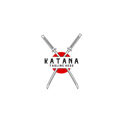 katana sword logo design line illustration art samurai traditional ninja culture japanese fighter battle war asian