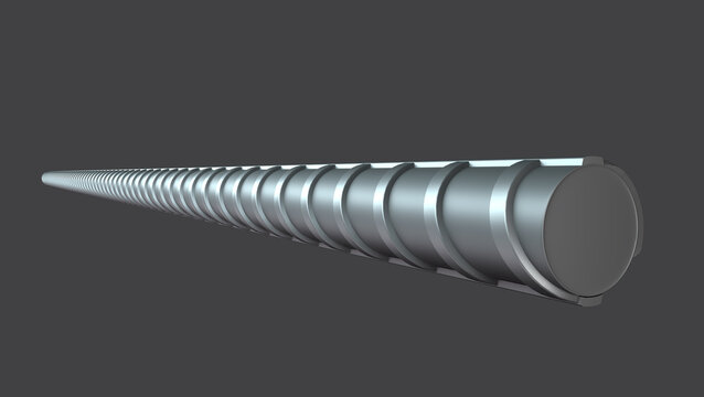 3D illustration of reinforcements steel TMT bar. 3D Render