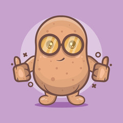 kawaii potato vegetable character mascot with thumb up hand gesture isolated cartoon in flat style design 