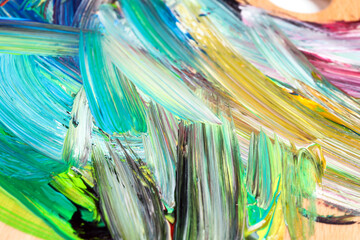 Abstract colorful acrylic paint as background, closeup view