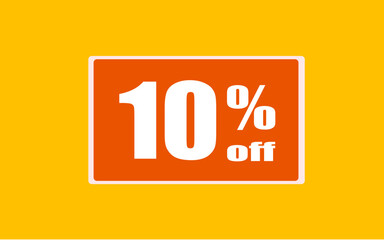 10 ten percent off. Yellow banner with floating box for promotions and offers