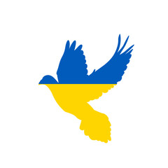 Wzlatujący ptak w barwach Ukraińskiej flagi. Gołąbek pokoju. Powiedz "NIE" wojnie. Modlitwa za Ukrainę.