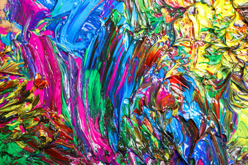 Fototapeta na wymiar Abstract colorful acrylic paint as background, top view