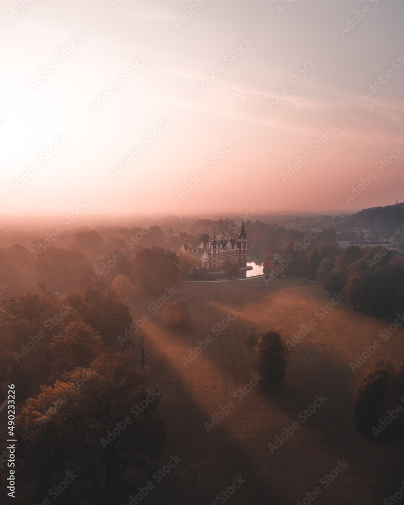 Poster aerial view of a building in muskau park, bad, germany