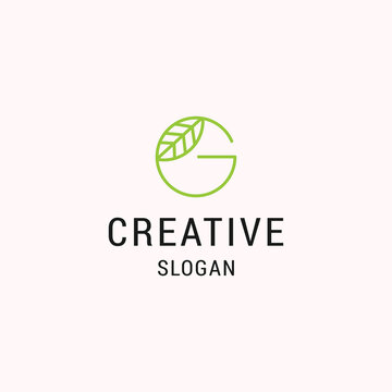 Letter g leaf logo icon flat design template 