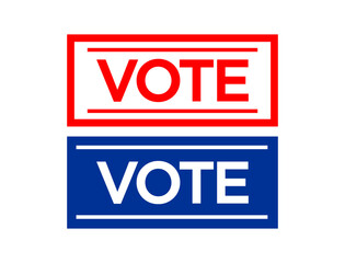 Simple vote election check mark sign design template. Blue and red colors theme.