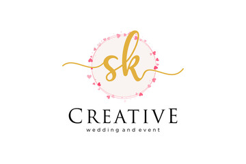 Fototapeta na wymiar Initial SK feminine logo. Usable for Logo for fashion,photography, wedding, beauty, business. Flat Vector Logo Design Template Element.
