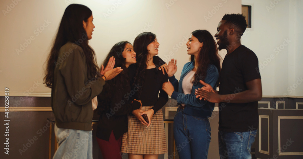 Poster Group of South Asian friends laughing together - friendship concept