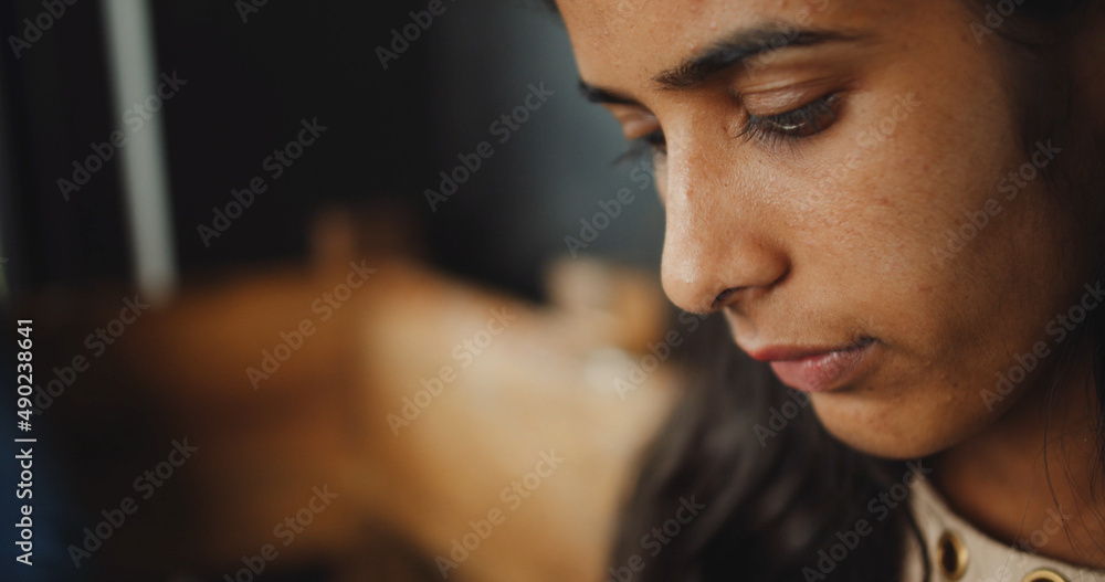 Sticker Shallow focus shot of a young South Asian female