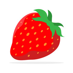 Flat cartoon icon of stawberry design graphic vector. Fresh organic healthy fruit.