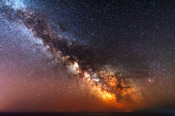 Galactic center of the milky way with many colors on a starry sky in deep space