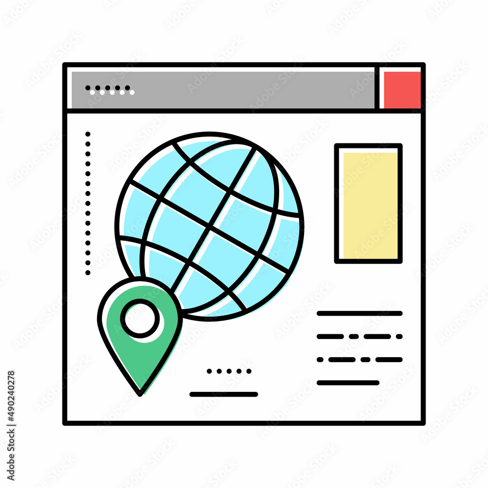 Poster web site map location color icon vector illustration