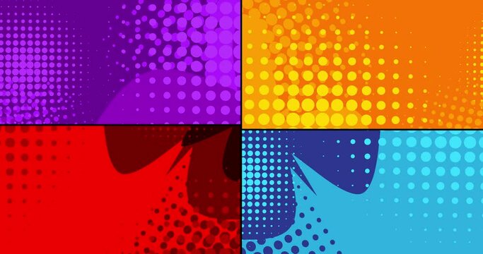 Abstract Colorful Background with green screen. Manga intro Motion poster. 4k animated Comic book moving elements. Retro pop art style title backdrop.