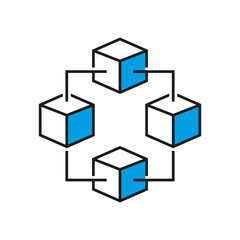 Blockchain system icon design. Digital smart contract. Cryptocurrency 
technology linked network.