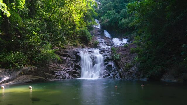 Time-lapse Video water fall landscape in rain forest.