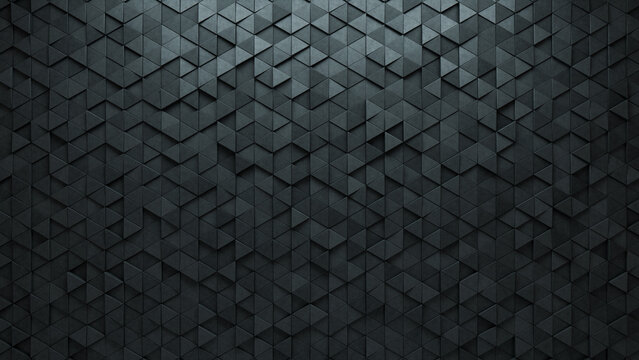 Concrete Tiles arranged to create a Triangular wall. Semigloss, 3D Background formed from Futuristic blocks. 3D Render