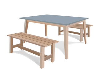 Fototapeta premium Wooden Table Set on illustration graphic vector