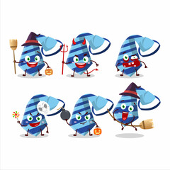 Halloween expression emoticons with cartoon character of blue tie