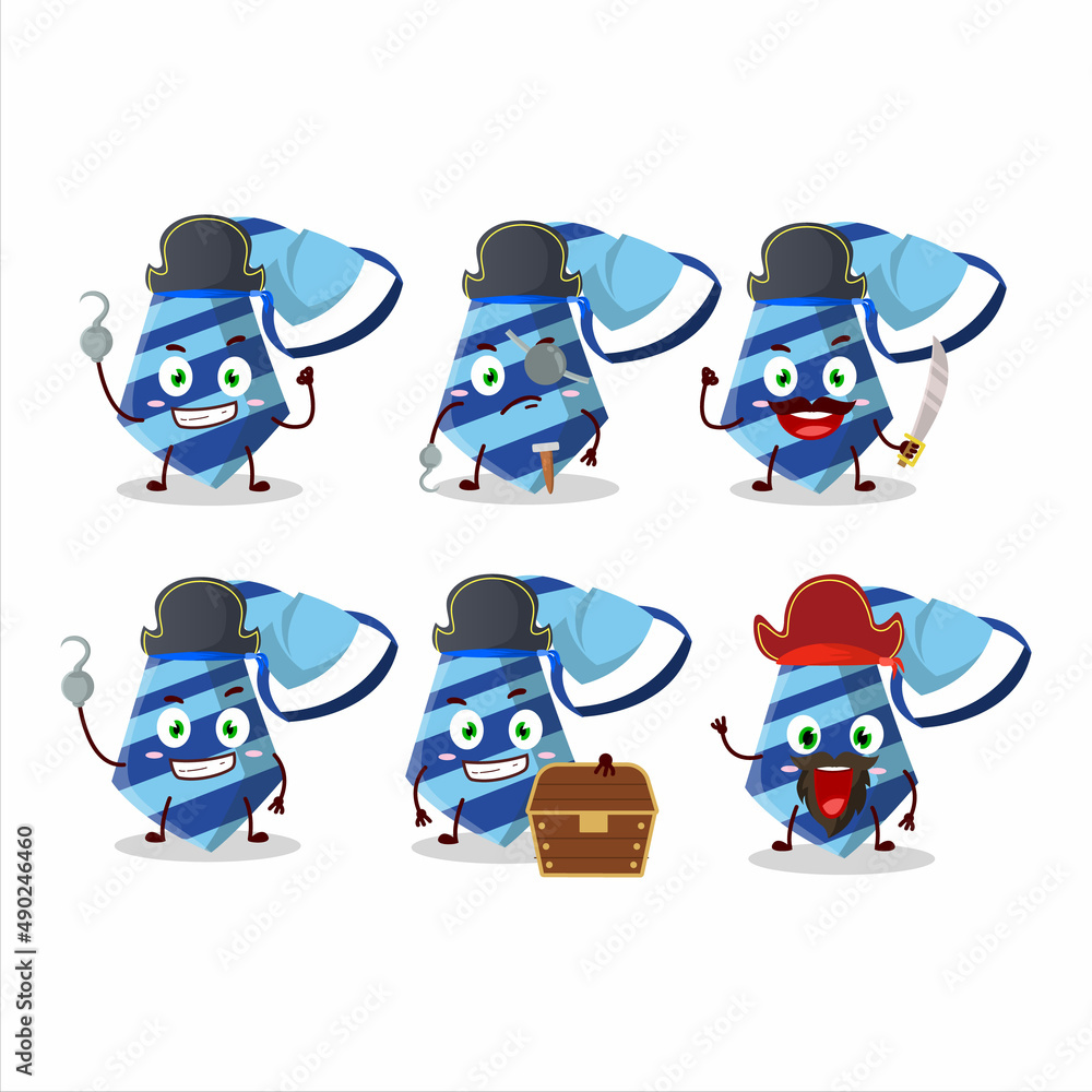 Canvas Prints Cartoon character of blue tie with various pirates emoticons