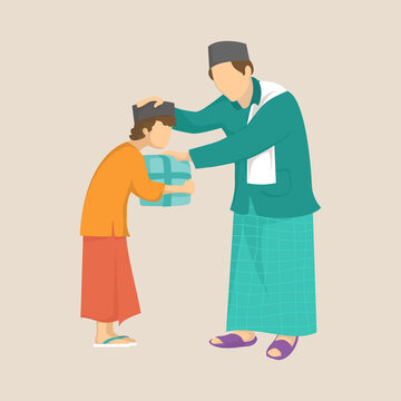 a person gives charity to the poor, Marhaban ya Ramadhan, image of a person giving alms to orphans