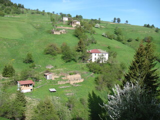 Landscape in mountain and some very old houses 