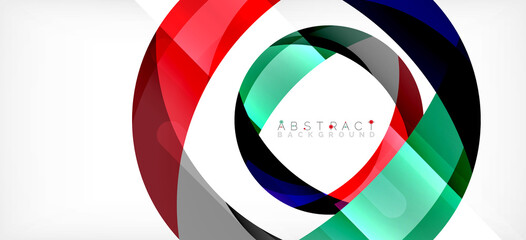 Geometric abstract background. Circle created with overlapping color shapes. Vector Illustration For Wallpaper, Banner, Background, Landing Page