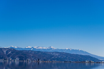諏訪湖と八ヶ岳