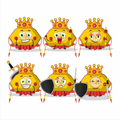 A Charismatic King yellow chinese woman hat cartoon character wearing a gold crown