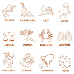 Zodiac Astrological sign, Zodiac Signs Set, Zodiac Sign simbol, logo, horoskop, zodiak china