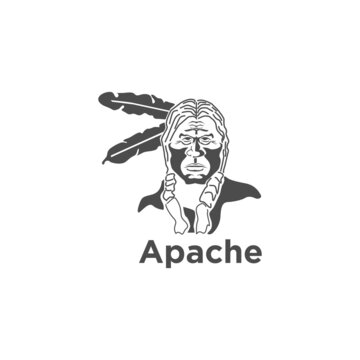 Apache logo for the company, vector illustration. Apache indian man head mascot logo vector image