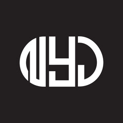 NYJ letter logo design on black background. NYJ creative initials letter logo concept. NYJ letter design.