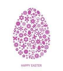 Easter greeting card with flowers egg