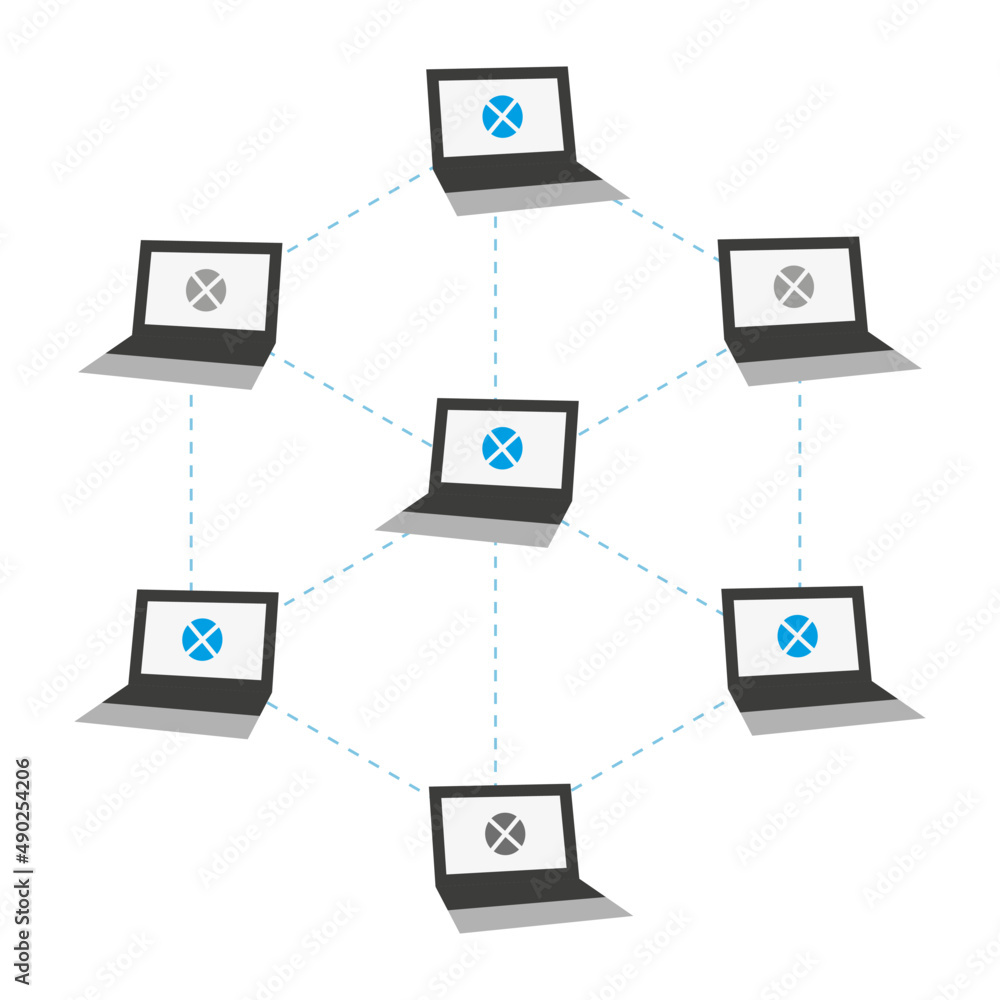Leinwandbilder User computer internet data virtual connect network. Blockchain cryptocurrency technology design template.