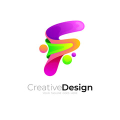 Letter F logo and fresh design illustration, fruit icon