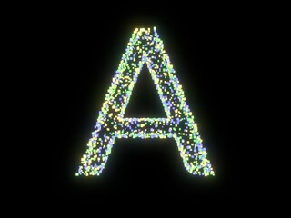 Glowing Cube Themed Font  Letter A