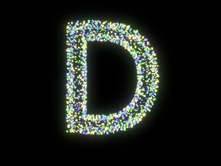 Glowing Cube Themed Font  Letter D