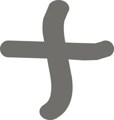 Obraz premium 2 thick, irregular gray lines, horizontal and vertical, forming a cross, on a white background.