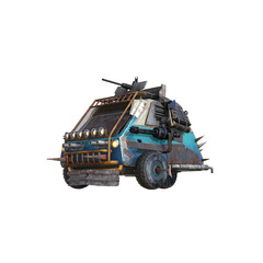 Apocalyptic car with weapon and equipment. 3d rendering - 3d illustration.