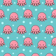 seamless pattern with squid.